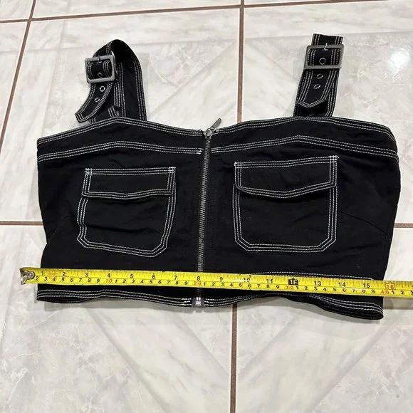 Nicole Miller Y2K Grunge 2 Piece Set Crop Top Size Large and Pants Size Small - Picture 11 of 14